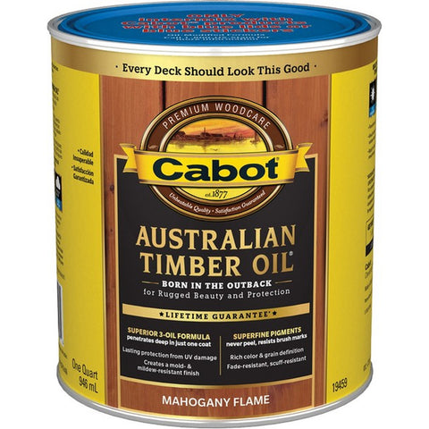 Cabot 19459 qt Mahogany Flame Australian Timber Oil Wood Finish-1PK LANC-204955