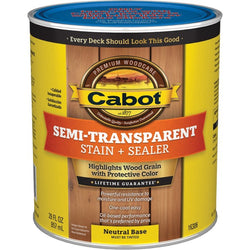 Cabot 16306 qt Neutral-Base Semi-Transparent Deck & Siding Stain-1PK