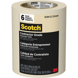 3M 2020-24EP6 .94 x 60.1yd (24mm) Scotch Contractor Grade Masking Tape (6pk)