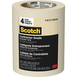 3M 2020-36EP4 1.41 x 60.1yd (36mm) Scotch Contractor Grade Masking Tape (4pk)