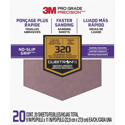 3M SHCP320-PGP20T 9 x 11 Extra-Fine (320 Grit) Pro Grade Precision Faster Sanding Sheets (20pk) LANC-207897