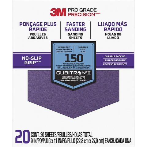 3M SHCP150-PGP20T 9 x 11 Med (150 Grit) Pro Grade Precision Faster Sanding Sheets (20pk) LANC-207901