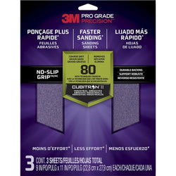 3M 26080TRI-3 9 x 11 Coarse (80 Grit) Pro Grade Precision Faster Sanding Sheets (3pk) LANC-207913