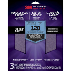 3M 26120TRI-3 9 x 11 Med (120 Grit) Pro Grade Precision Faster Sanding Sheets (3pk) LANC-207914