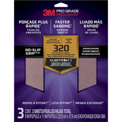 3M 26320TRI-3 9 x 11 Extra-Fine (320 Grit) Pro Grade Precision Faster Sanding Sheets (3pk) LANC-207916