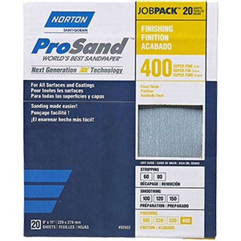 Norton 68165 9 x 11 400 ProSand Paper Sheets (20pk) LANC-208101