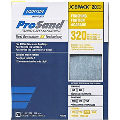 Norton 68166 9 x 11 320 ProSand Paper Sheets (20pk) LANC-208103