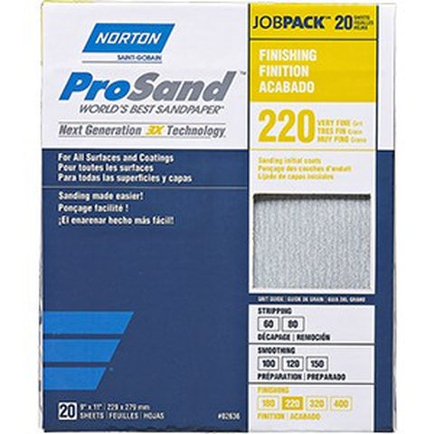 Norton 68167 9 x 11 220 ProSand Paper Sheets (20pk) LANC-208105