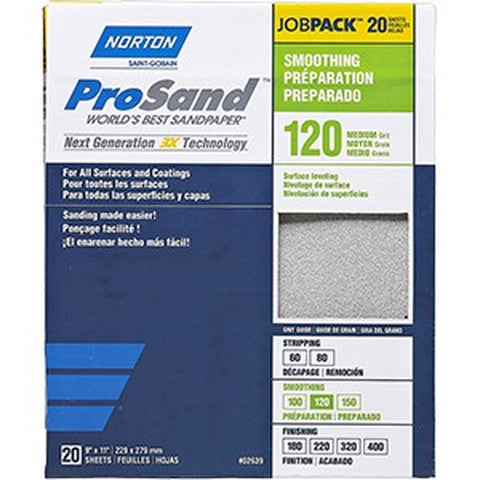 Norton 68172 9 x 11 120 ProSand Paper Sheets (20pk) LANC-208108