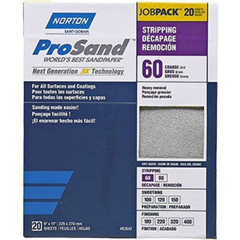 Norton 68175 9 x 11 60 ProSand Paper Sheets (20pk) LANC-208112