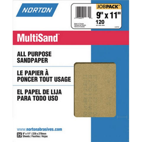 Norton 00357 9 x 11 120C MultiSand Paper Sheets UPC (25pk) LANC-208117