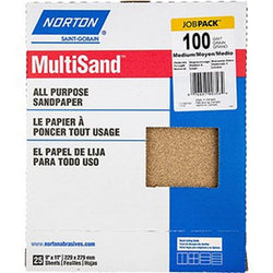 Norton 00358 9 x 11 100C MultiSand Paper Sheets UPC (25pk) LANC-208122