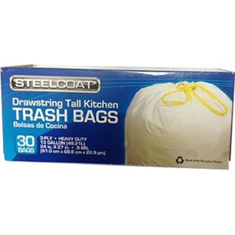 Petoskey FGP9941-35 13gal White Steelcoat Tall Kitchen Bag w/ Drawstring (30ct)-1PK LANC-208251