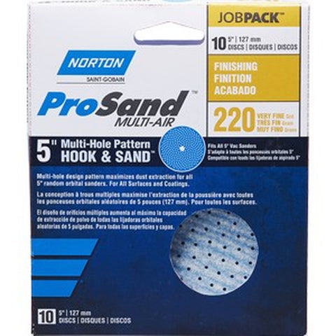 Norton 03218 5 P220B ProSand Multi-Air Cyclonic Paper H&L Vac Disc (10pk) LANC-208269