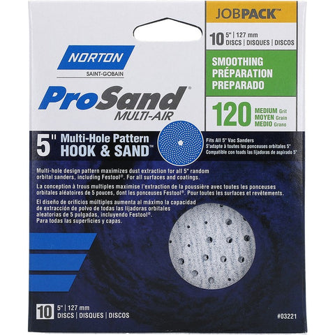 Norton 03221 5 P120C ProSand Multi-Air Cyclonic Paper H&L Vac Disc (10pk) LANC-208272