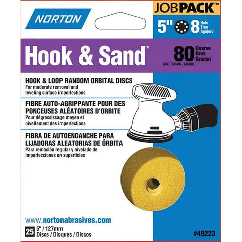Norton 49223 5 8 Hole P80 Hook & Sand Paper H&L Vac Disc (25pk) LANC-208288