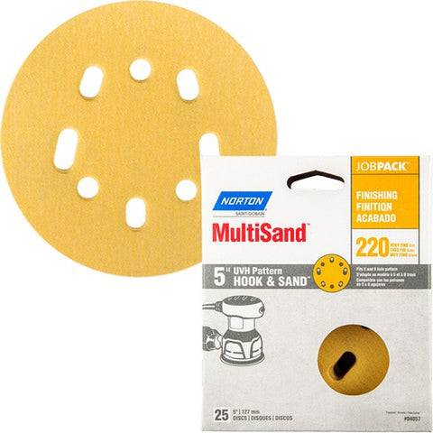 Norton 04057 5 5 & 8 Hole P220 Hook & Sand Paper H&L UVH Disc (25pk) LANC-208291