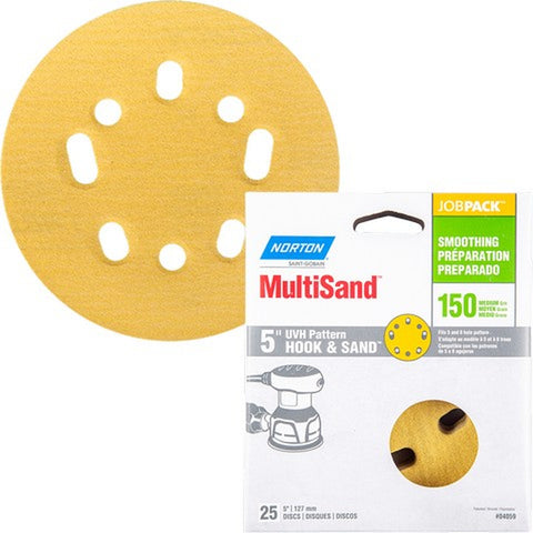 Norton 04059 5 5 & 8 Hole P150 Hook & Sand Paper H&L UVH Disc (25pk) LANC-208292