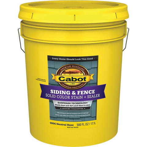 Cabot 0806 5gal Neutral-Base Solid Color Acrylic Siding Stain-1PK