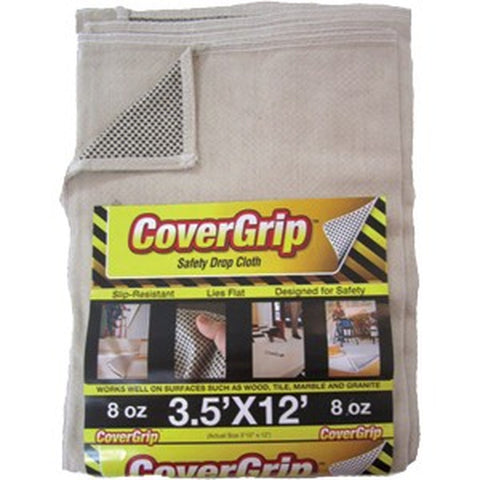CoverGrip 351208 3.5' x 12' 8oz Non-Slip Safety Drop Cloth-1PK LANC-209572