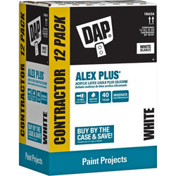 DAP 18656 10.1oz White Alex Plus All Purpose Acrylic Latex Caulk Plus Silicone Contractor Pack 1=12pk LANC-211344