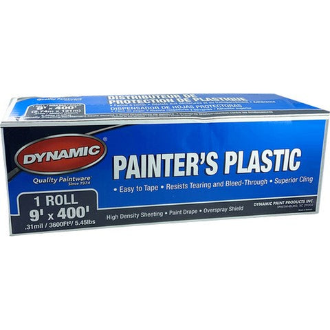 Dynamic 60401 9' x 400' (2.7m x 122m) .31mil High Density Painters Plastic Sheeting-1PK LANC-214641
