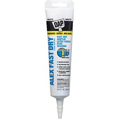 DAP 18408 5.5oz White Alex Fast Dry Acrylic Latex Caulk Plus Silicone-1PK LANC-220895