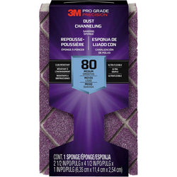 3M 2501TRI-80M-CH 4.5 x 2.5 Med (80 Grit) Pro Grade Precision Dust Channeling Block Sanding Sponge-1PK LANC-220972