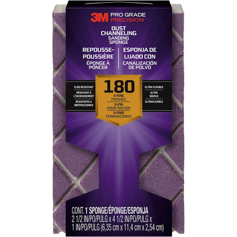 3M 2503TRI-180-CH 4.5 x 2.5 Fine (180 Grit) Pro Grade Precision Dust Channeling Block Sanding Sponge-1PK LANC-220974