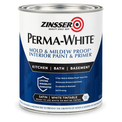 Zinsser 02704 Qt Satin Interior Permawhite Mold & Mildew Proof Paint-1PK