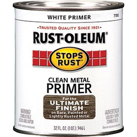 Rust-Oleum 7780502 qt White Clean Metal Primer Stops Rust Paint-1PK