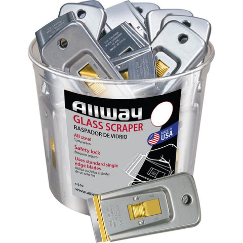 Allway GS50 Safety Glass Scraper Labelled (50/bucket)-50PK LANC-2