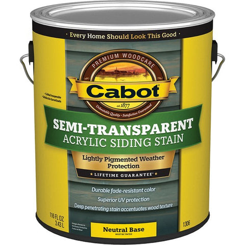 Cabot 1306 1gal Neutral-Base Semi-Transparent Water-Based Stain-1PK