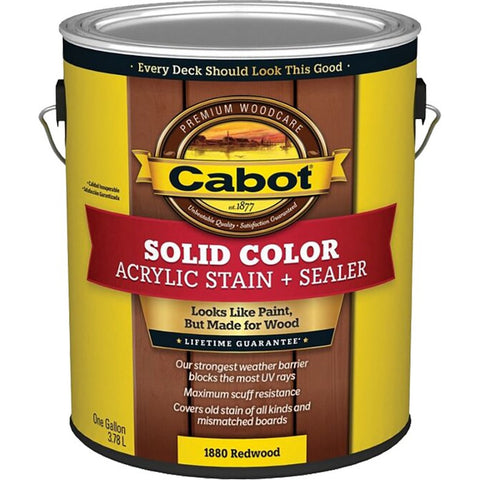Cabot 1880 1gal Redwood Solid Color Decking Acrylic Stain-1PK