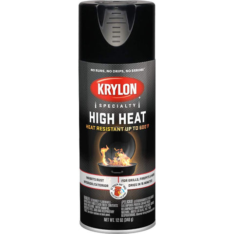 Krylon K01618777 12oz High Heat Satin Black Spray Paint-1PK LANC-31708