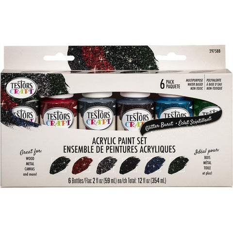 Testors Craft 297588 6pc Acrylic Paint Set - Glitter Burst-1PK LANC-322757