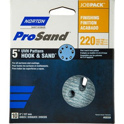 Norton 68358 5 5 & 8 Hole P220B ProSand Paper H&L UVH Disc (10pk) LANC-328276