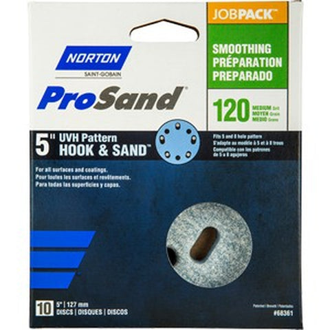Norton 68361 5 5 & 8 Hole P120C ProSand Paper H&L UVH Disc (10pk) LANC-328280