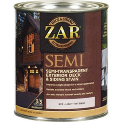 Zar 67012 Qt Light Base Semi-Trans Deck & Siding Stain-1PK
