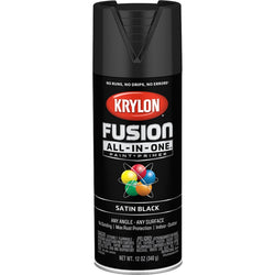 Krylon K02732007 12oz Satin Black Fusion All-In-One Spray Paint-1PK LANC-362360