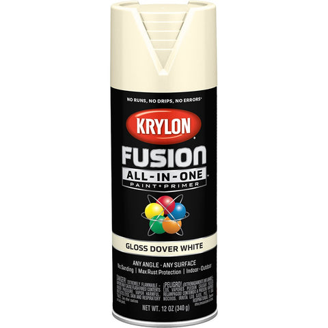 Krylon K02706007 12oz Gloss Dover White Fusion All-In-One Spray Paint-1PK LANC-362380