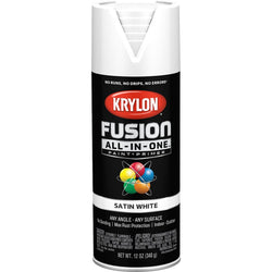 Krylon K02753007 12oz Satin White Fusion All-In-One Spray Paint-1PK LANC-362395