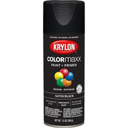 Krylon K05557007 12oz Satin Black COLORmaxx Spray Paint-1PK LANC-362404
