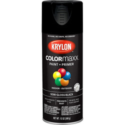 Krylon K05579007 12oz Semi Gloss Black COLORmaxx Spray Paint-1PK LANC-362409