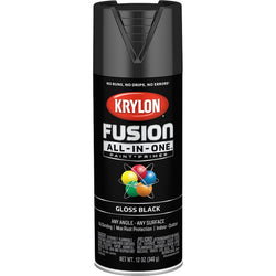 Krylon K02702007 12oz Gloss Black Fusion All-In-One Spray Paint-1PK LANC-362418