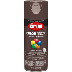 Krylon K05527007 12oz Gloss Leather Brown COLORmaxx Spray Paint-1PK LANC-362428