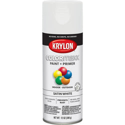 Krylon K05577007 12oz Satin White COLORmaxx Spray Paint-1PK LANC-362450