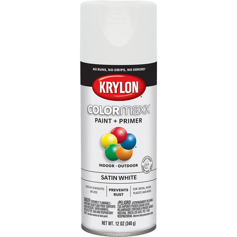 Krylon K05577007 12oz Satin White COLORmaxx Spray Paint-1PK LANC-362450