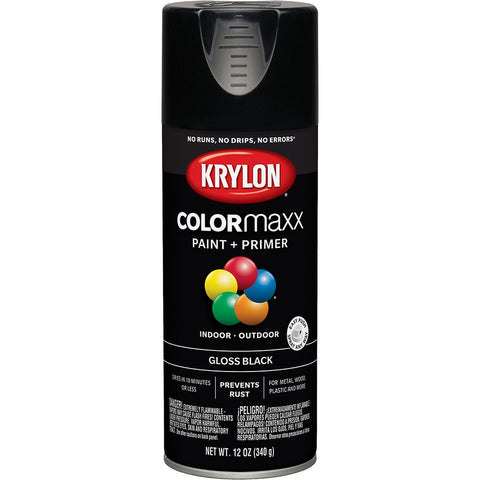 Krylon K05505007 12oz Gloss Black COLORmaxx Spray Paint-1PK LANC-362460