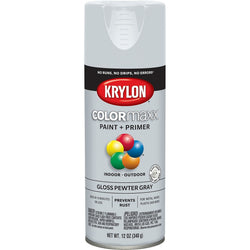Krylon K05531007 12oz Gloss Pewter Gray COLORmaxx Spray Paint-1PK LANC-362463